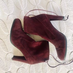 Stuart Weitzman Suede Bootie with Ankle Tie 9.5